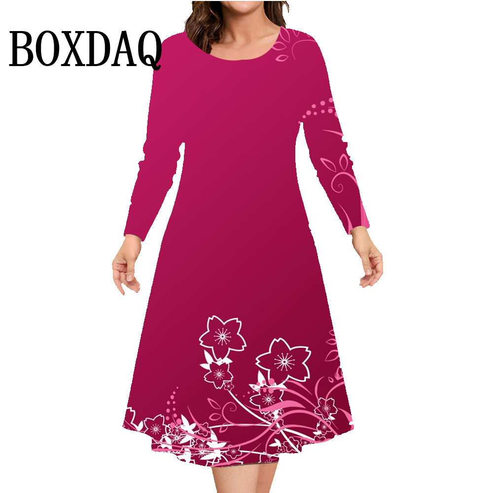 Winter Clothing Plus Size - Jesienno-zimowa sukienka z długim rękawem damska