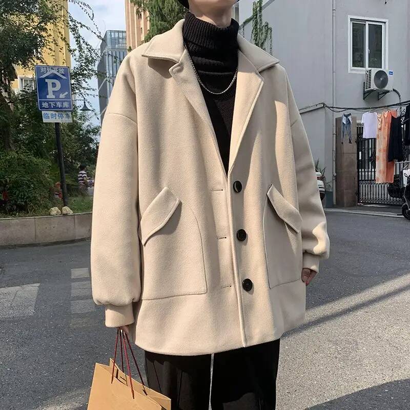 Winter Clothing Taiwan - Koreańskie płaszcze wełniane w jednolitym kolorze,