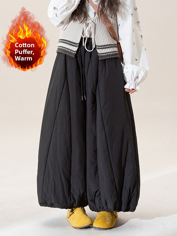 Winter Clothing Plus Size - Zimowe, ocieplane spodnie typu latarnia z