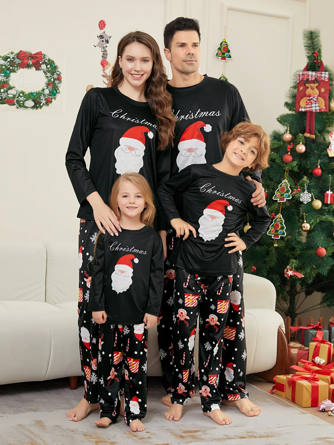 Winter Clothing Looks - Wesołych Świąt ubrania rodzinne nadruk Świętego
