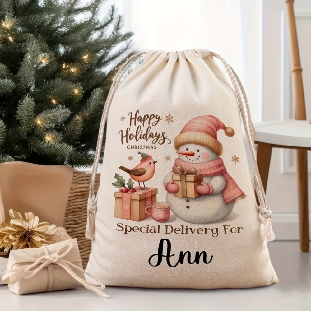 Winter Clothing Name - Spersonalizowany świąteczny worek ze sznurkiem w