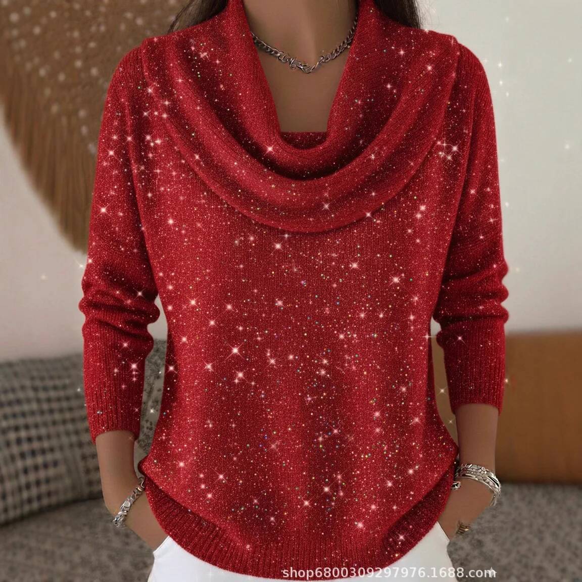 Winter Clothing Taiwan - Sweter damski z cekinami, dzianinowy, casualowy,