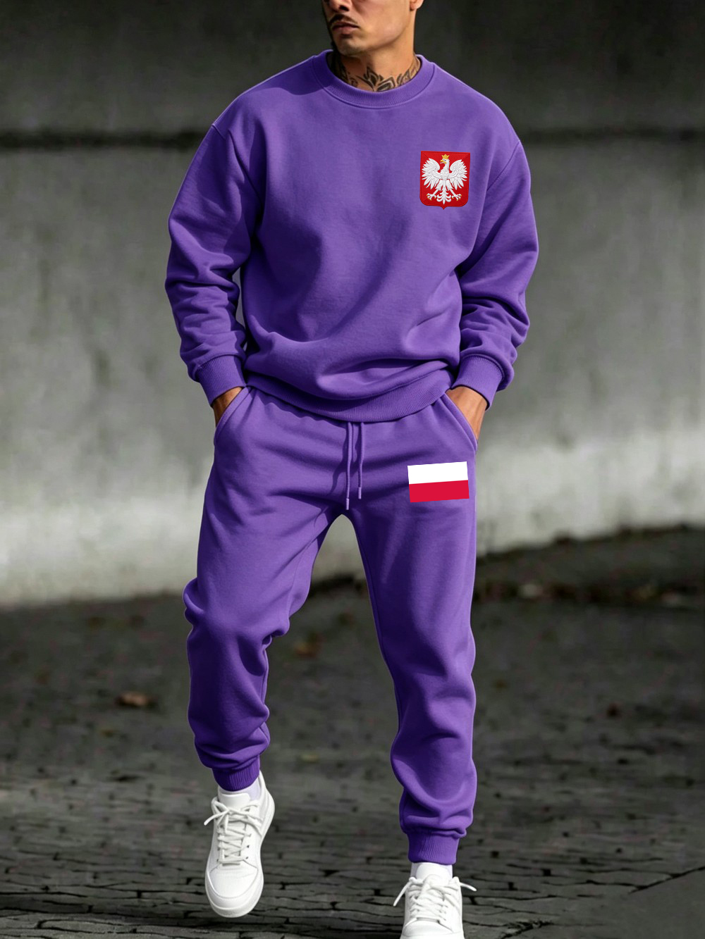 Winter Clothes - Męski zestaw dresowy z nadrukiem Polski,