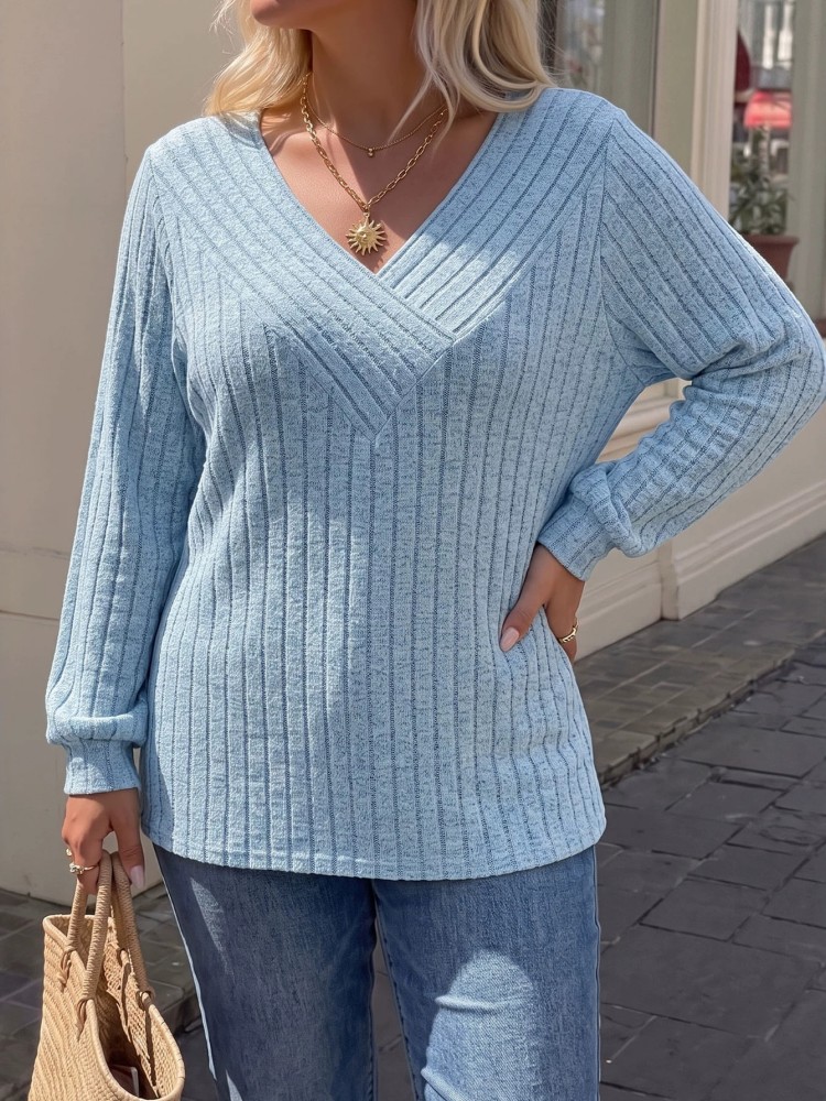 Winter Clothing Plus Size - Damski sweter dzianinowy z długim rękawem