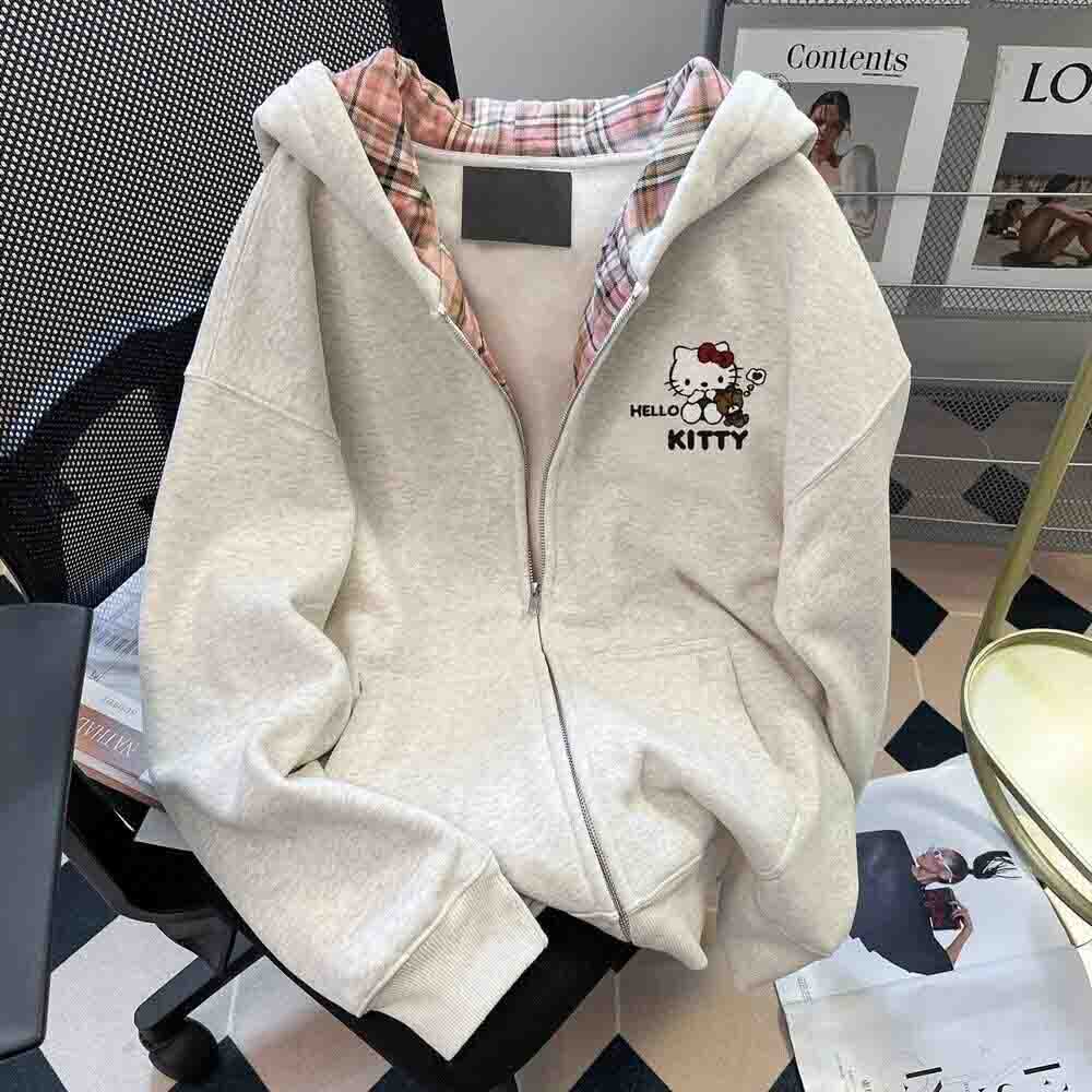 Y2K Winter Clothing - Damska bluza z kapturem Hello Kitty,