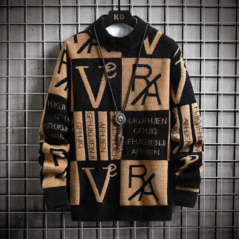 Quality Winter Clothing - Męski sweter z dzianiny w paski